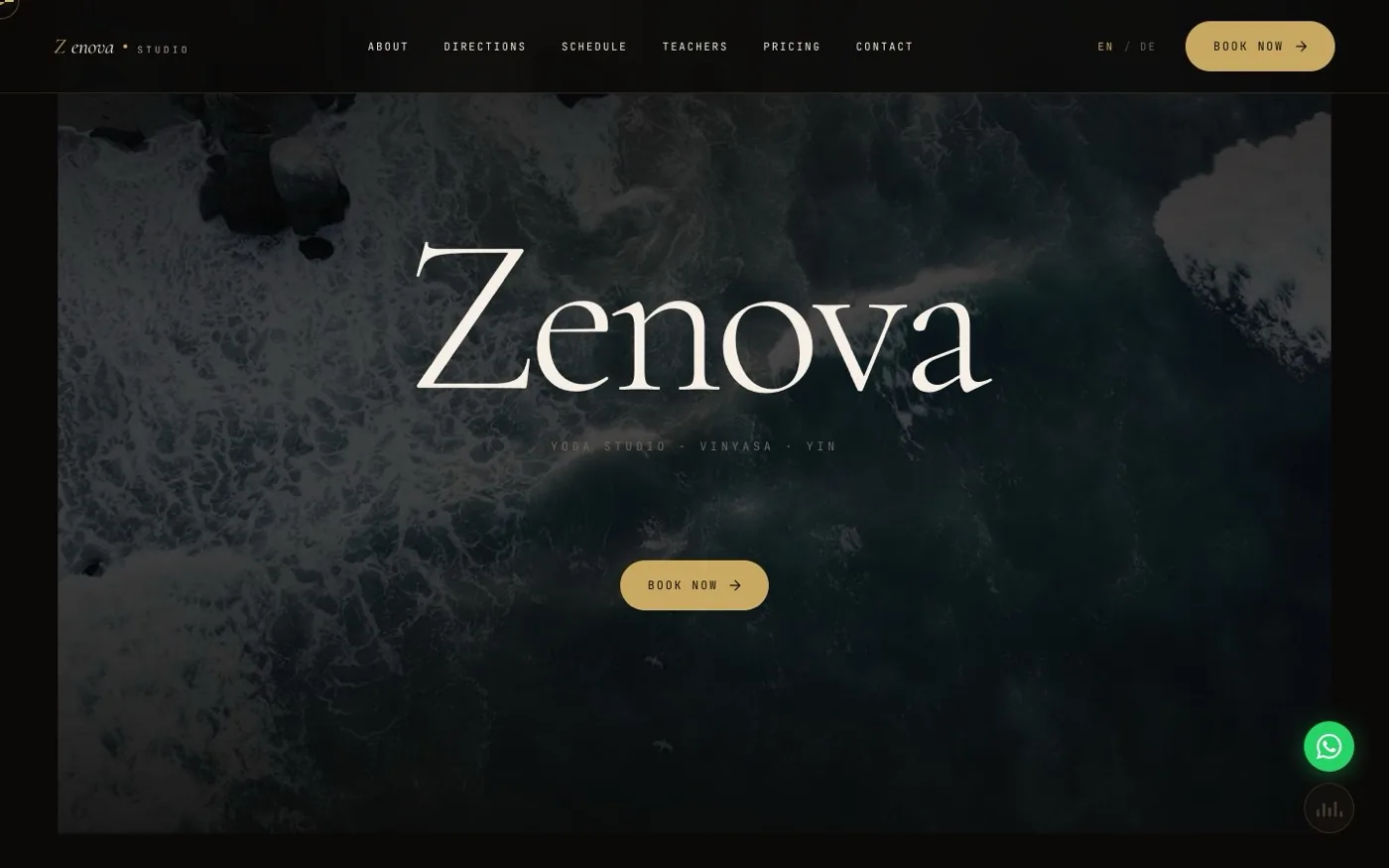 Zenova Studio – zweisprachige Website für ein Yoga-Studio in Berlin, Startseite